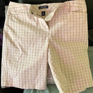 Lands End Mid Rise Checkered Shorts